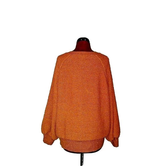 mittoshop Womens Sweater Size Small/Medium Burnt Orange V Neck Textured - Picture 2 of 7